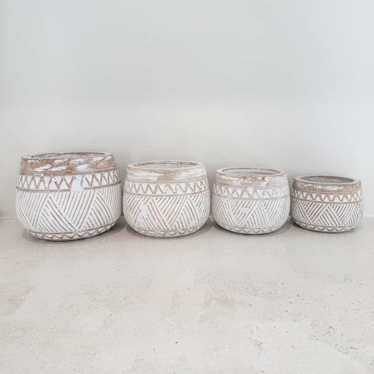 Natural Sumba Whitewash Bowls | Stripes