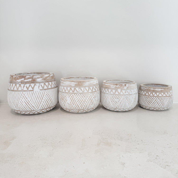 Natural Sumba Whitewash Bowls | Stripes