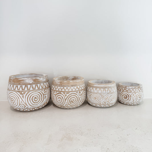 Natural Sumba Whitewash Bowls | Swirls