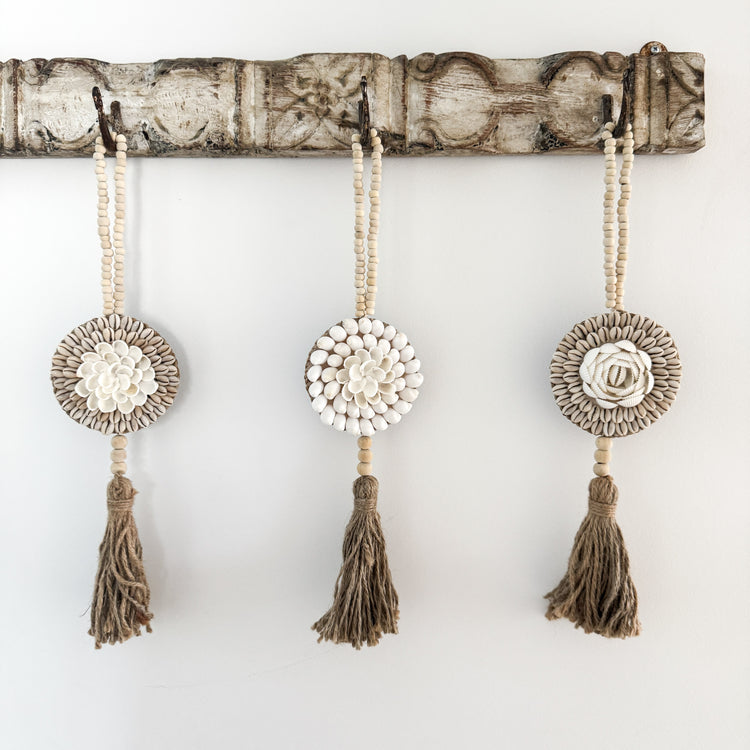 Shell Shield Rose Tassel | Cowrie Shell