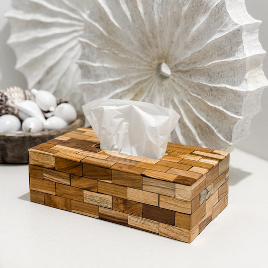 Wood Mosaic Tissue Box