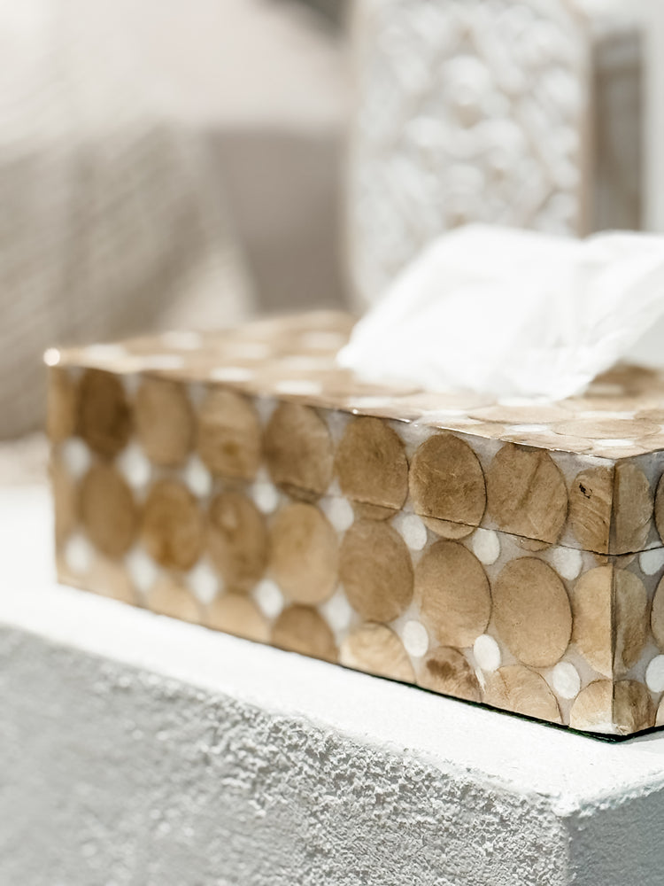 Capiz Circles Tissue Box | Natural