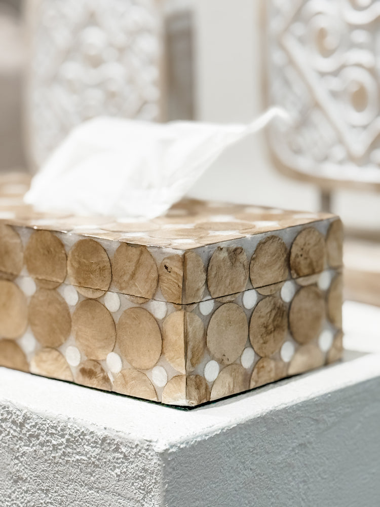 Capiz Circles Tissue Box | Natural