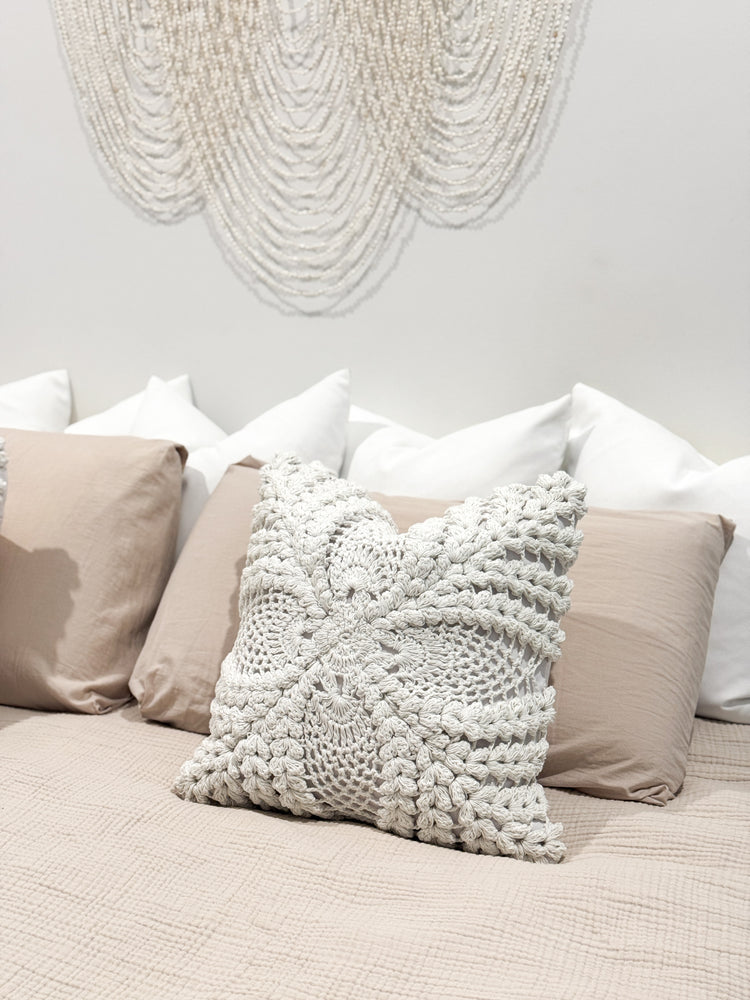 Maria Crochet Cushion Cover | White | 50x50cm Preorder