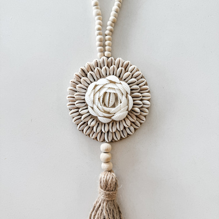 Shell Shield Rose Tassel | Cowrie Shell