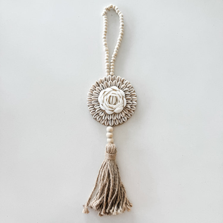 Shell Shield Rose Tassel | Cowrie Shell