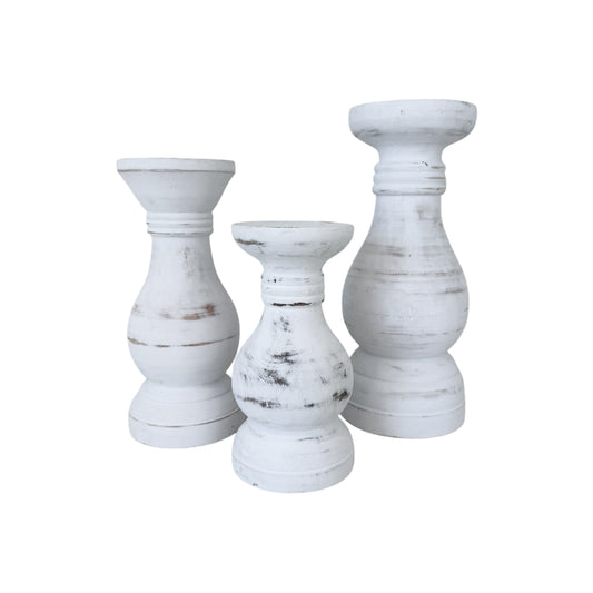 Boho Candle Holders | White | Set of 3