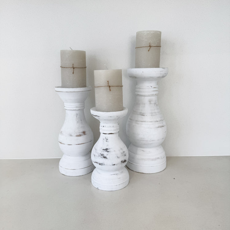 Boho Candle Holders | White | Set of 3