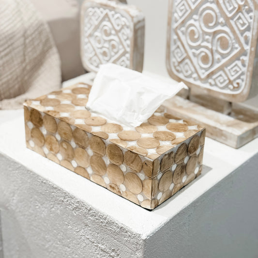 Capiz Circles Tissue Box | Natural