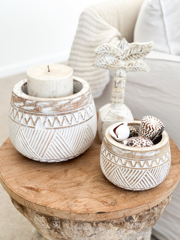 Natural Sumba Whitewash Bowls | Stripes