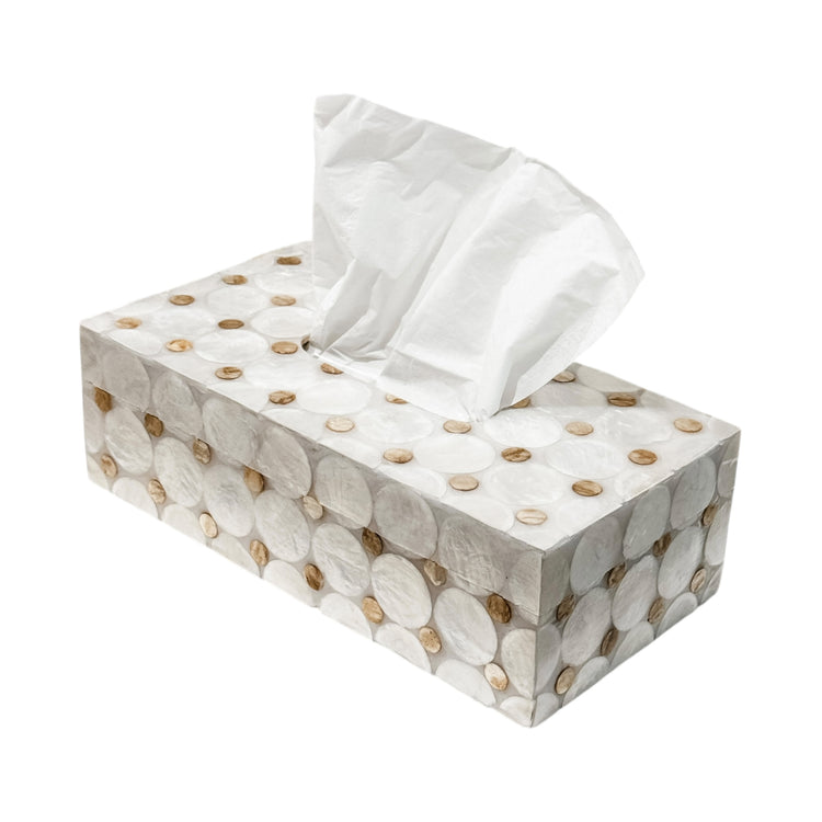 Capiz Circles Tissue Box | White