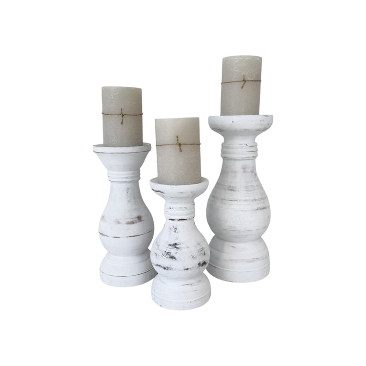 Boho Candle Holders | White | Set of 3