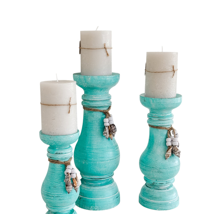 Tide Candle Holders | Aqua | Set of 3 Preorder