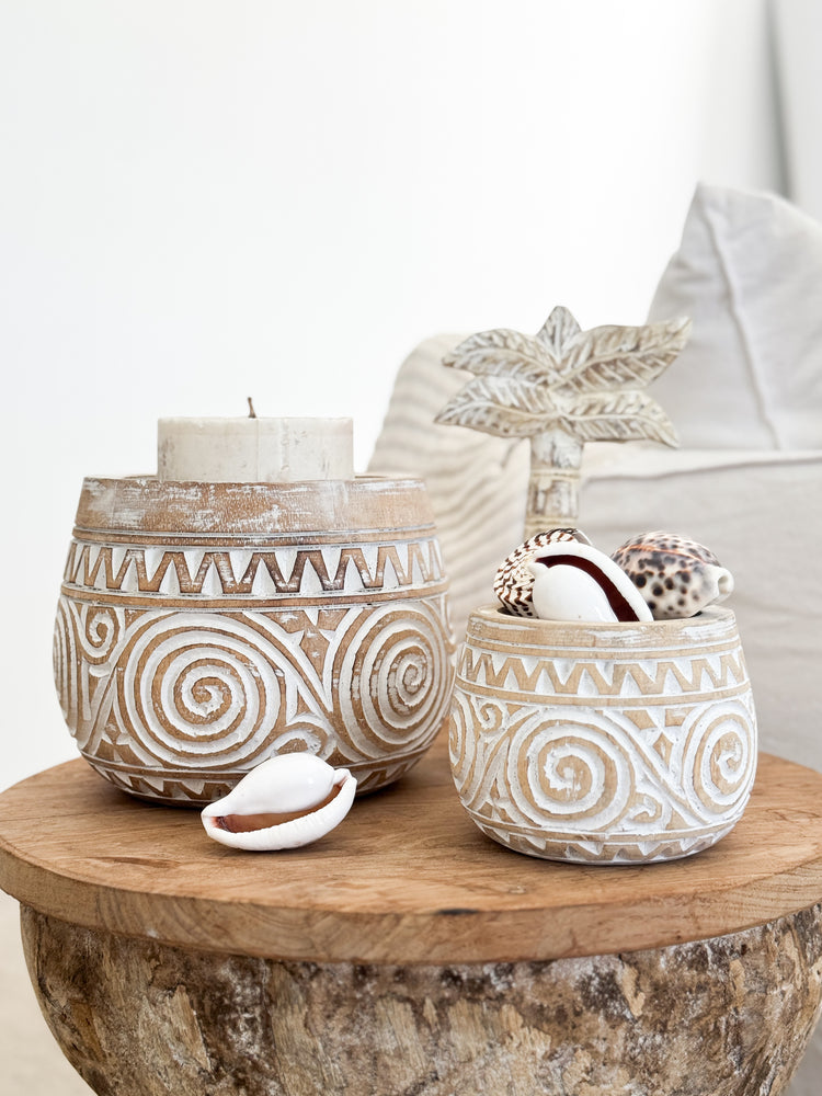 Natural Sumba Whitewash Bowls | Swirls