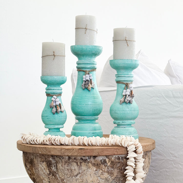 Tide Candle Holders | Aqua | Set of 3 Preorder