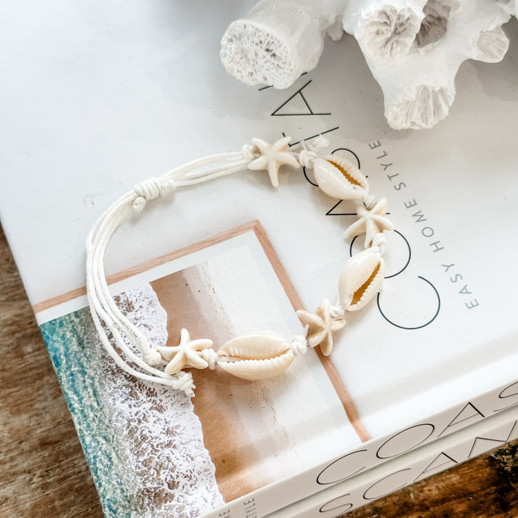 Cowrie Seastar Anklet Bracelet | Willow & the Waves Collection