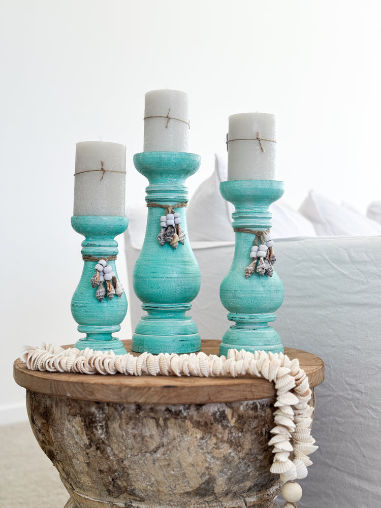 Tide Candle Holders | Aqua | Set of 3 Preorder