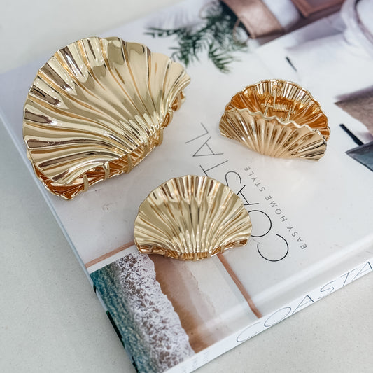 Golden Shell Hair Claw | 2 Sizes | Willow & the Waves Collection