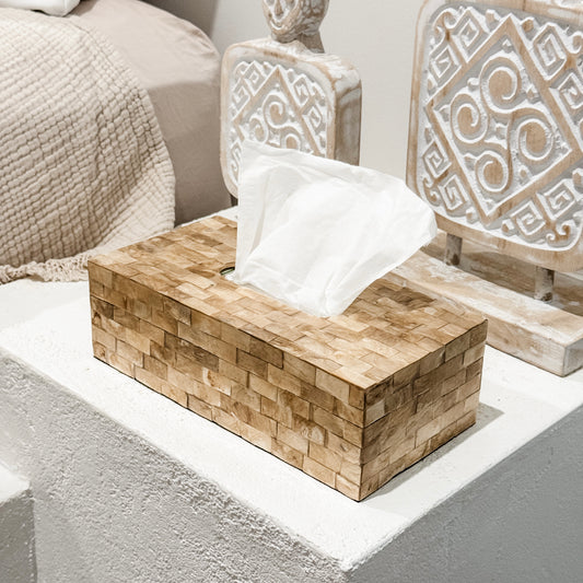 Capiz Mosaic Tissue Box | Natural