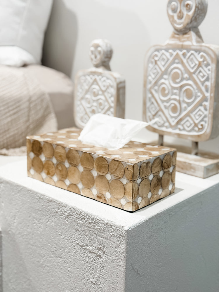 Capiz Circles Tissue Box | Natural