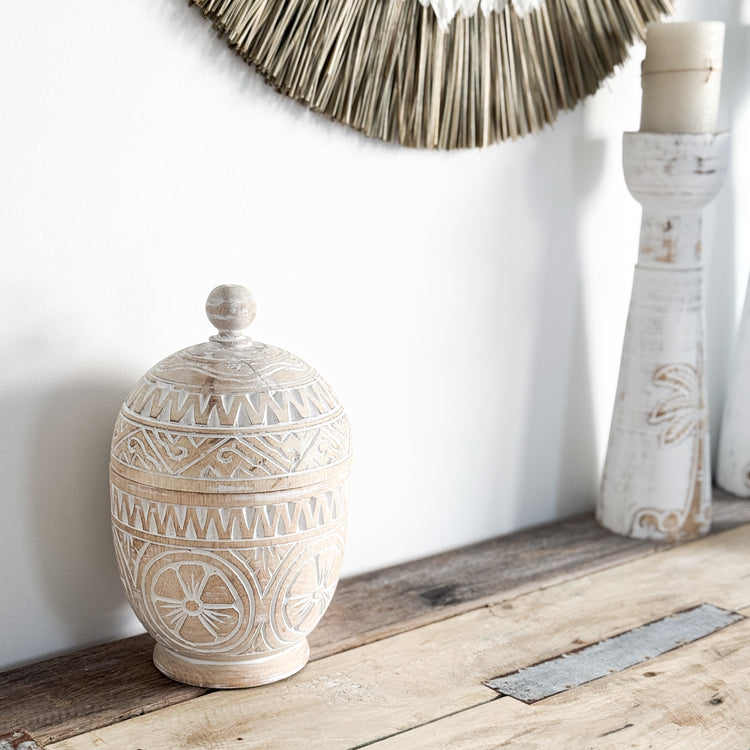 Solstice Lidded Pot | White Wash