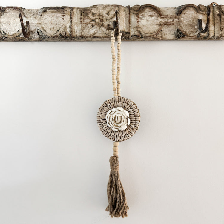 Shell Shield Rose Tassel | Cowrie Shell