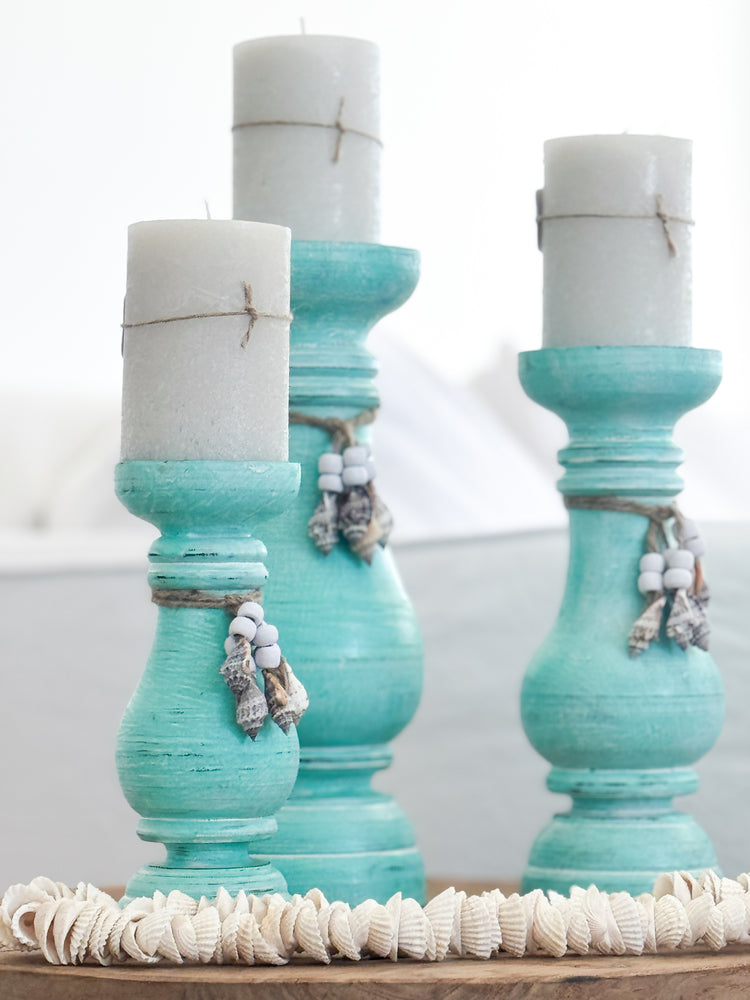 Tide Candle Holders | Aqua | Set of 3 Preorder