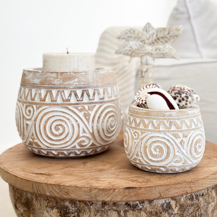 Natural Sumba Whitewash Bowls | Swirls