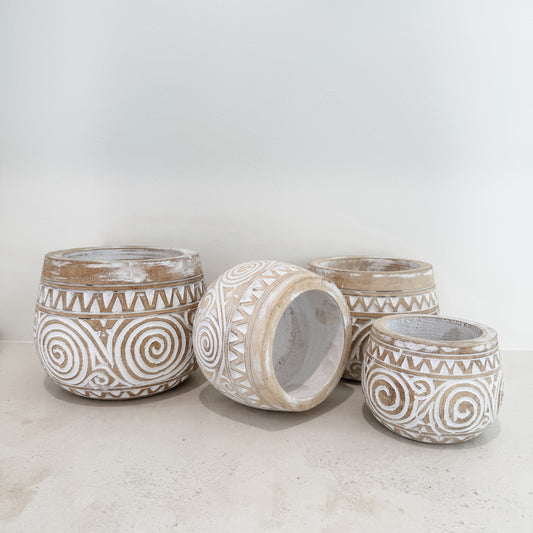 Natural Sumba Whitewash Bowls | Swirls