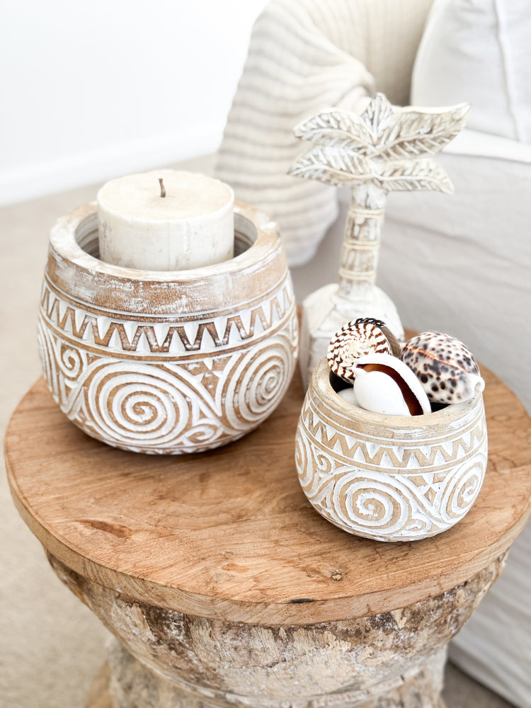 Natural Sumba Whitewash Bowls | Swirls