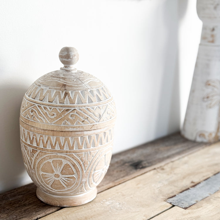 Solstice Lidded Pot | White Wash