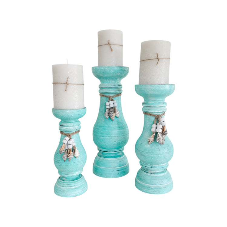 Tide Candle Holders | Aqua | Set of 3 Preorder