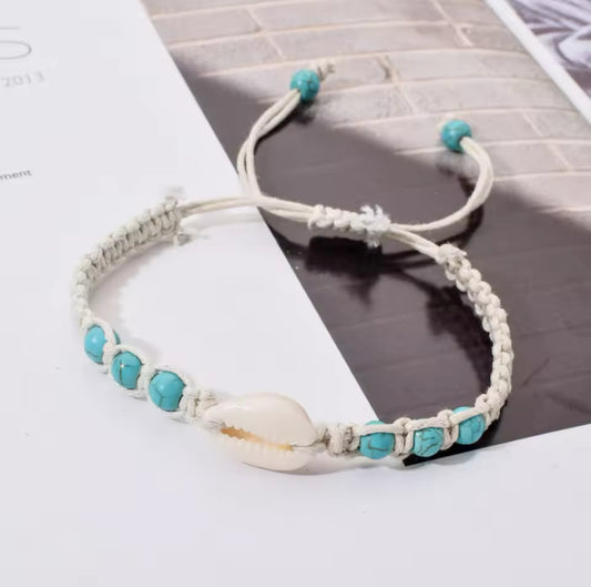 Turquoise Cowrie Anklet/Bracelet | Willow & the Waves Collection