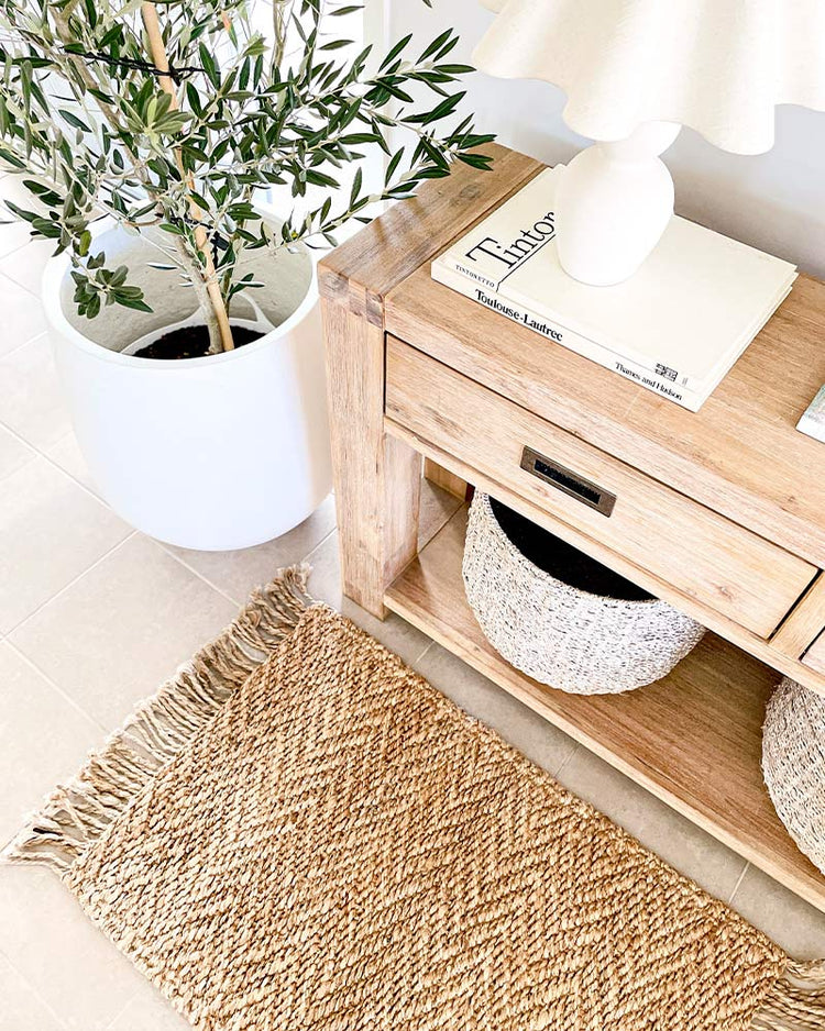 Herringbone Jute Mat - Natural