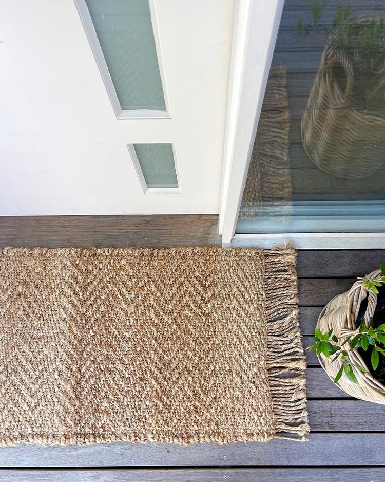 Herringbone Jute Mat - Natural