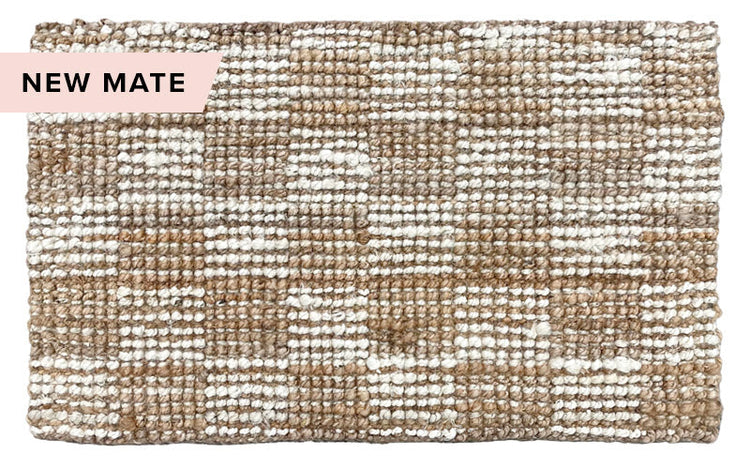 Natural White Check Jute Mat